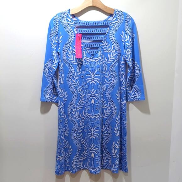 Lilly Pulitzer Ophelia Swing Dress Women's XS Have It Both Rays 3/4 Sleeve Blue - Picture 3 of 8